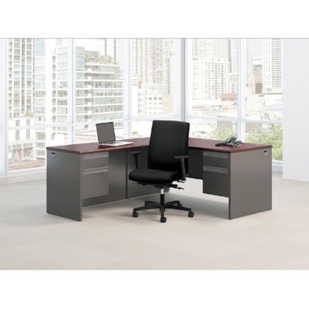 Hon Pedestal Desk, 36 in D, 72" W, 29.5" H, Mahogany/Charcoal, Metal H38180.N.S